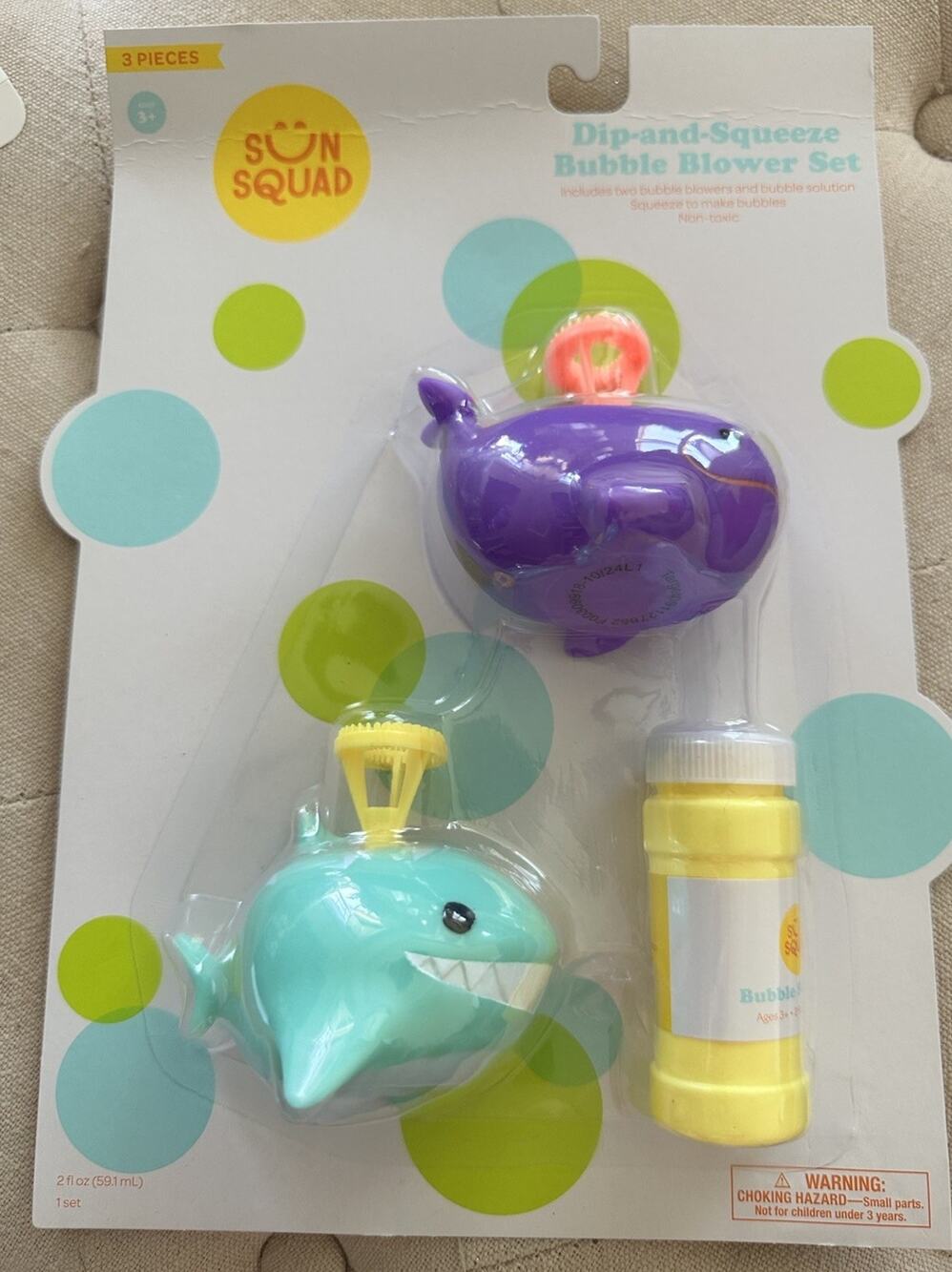 Sun Squad Bubble Blower Set Shark Whale Kids Outdoor Summer Toy NEW